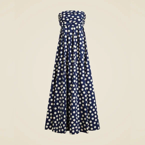 J.Crew Collection strapless bow-back maxi dress in polka dot CK987 - Picture 4 of 12